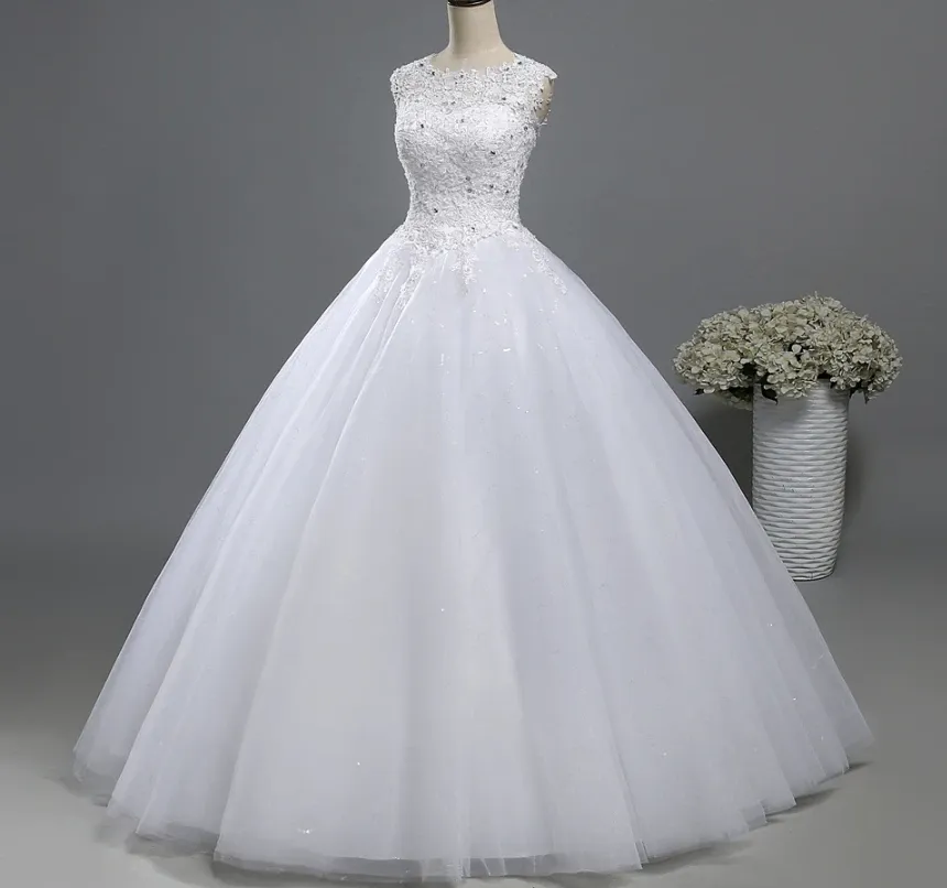 Lace Tulle Wedding Dress with Beaded Lace Bodice, Plus Sizes Available