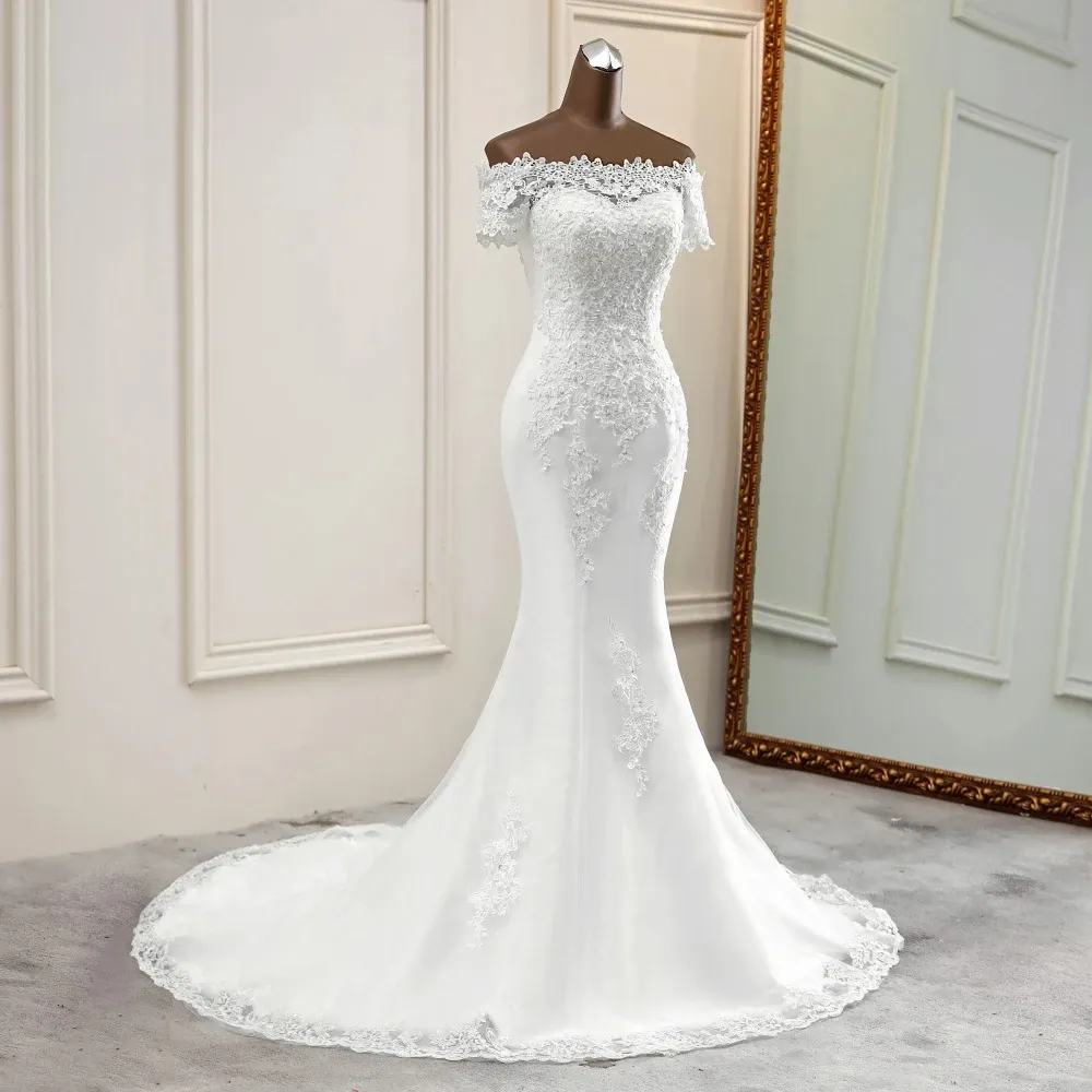 Lace Wedding Dress Mermaid Wedding Gown Off the Shoulder Bridal Gown