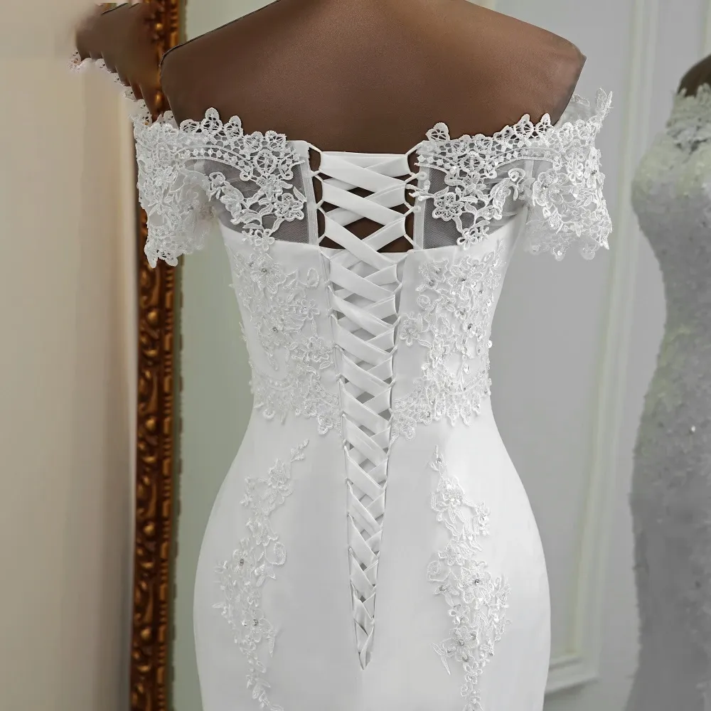 Lace Wedding Dress Mermaid Wedding Gown Off the Shoulder Bridal Gown