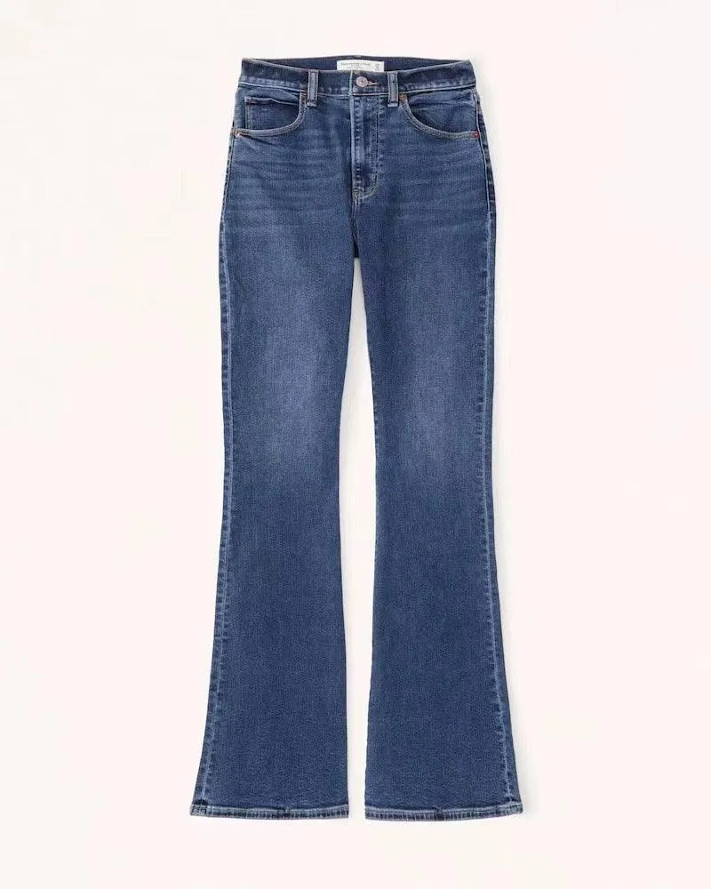 Ladies High Waisted Flare Denim Pants 413