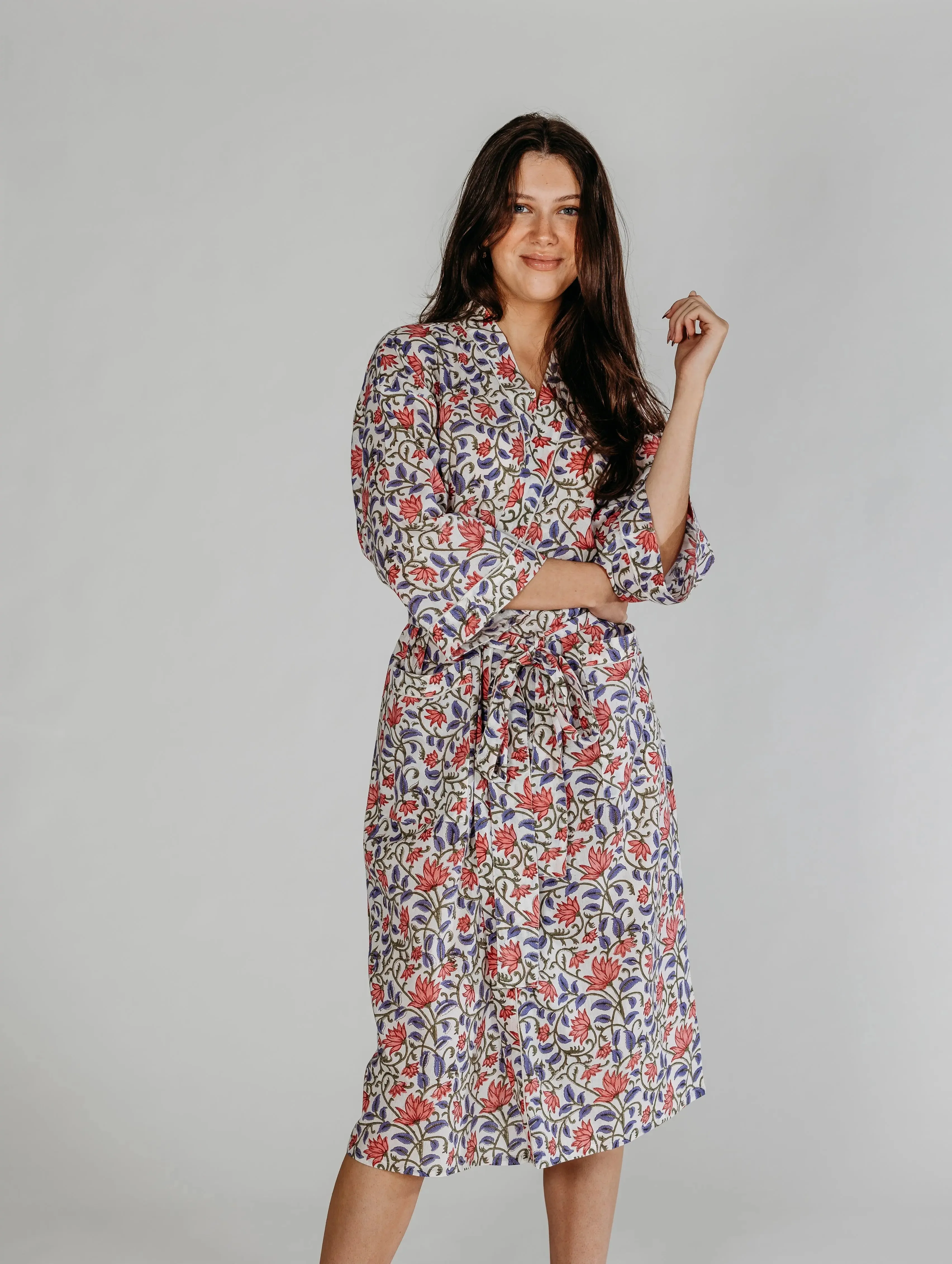 Martha Floral Block Printed Robe