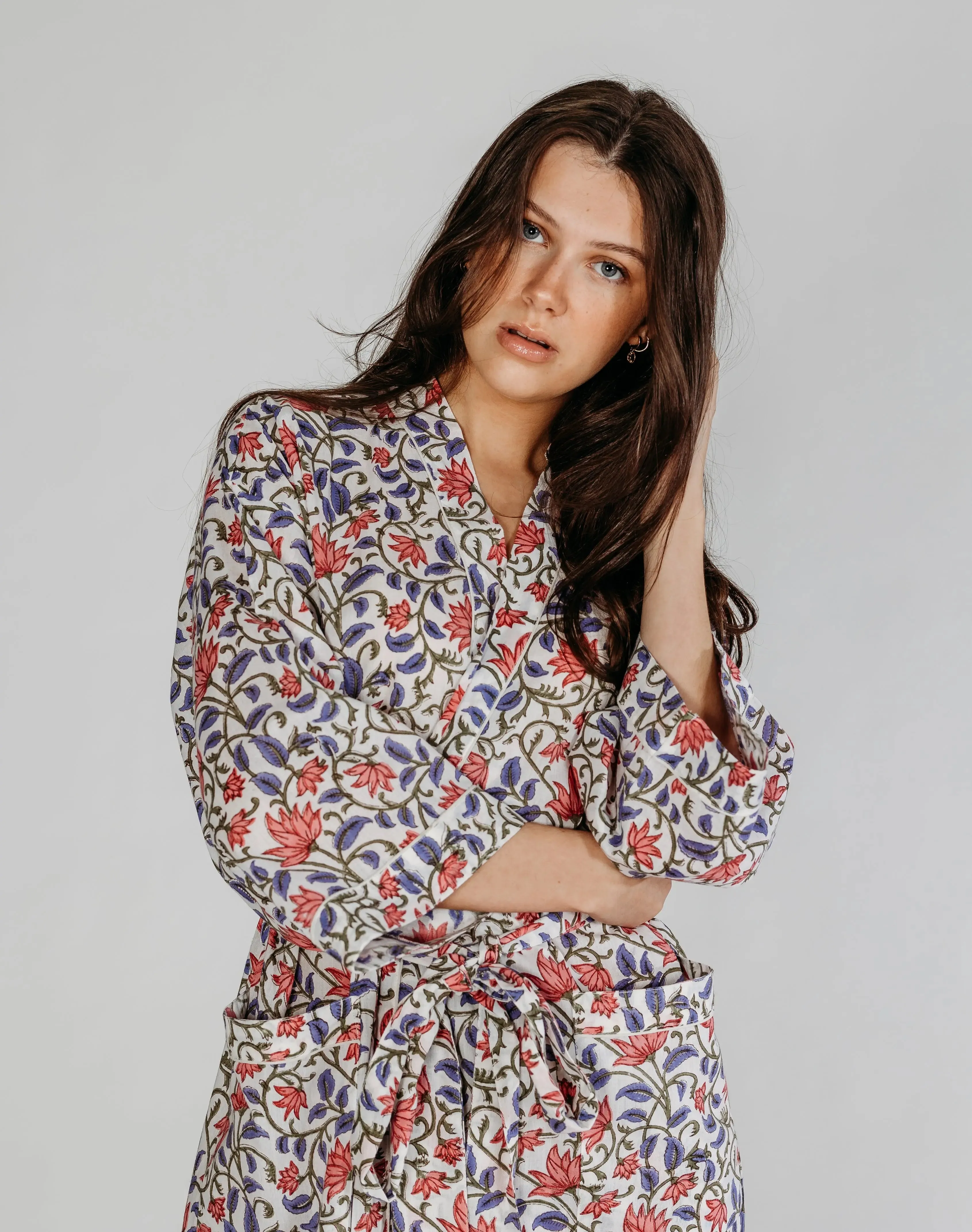 Martha Floral Block Printed Robe