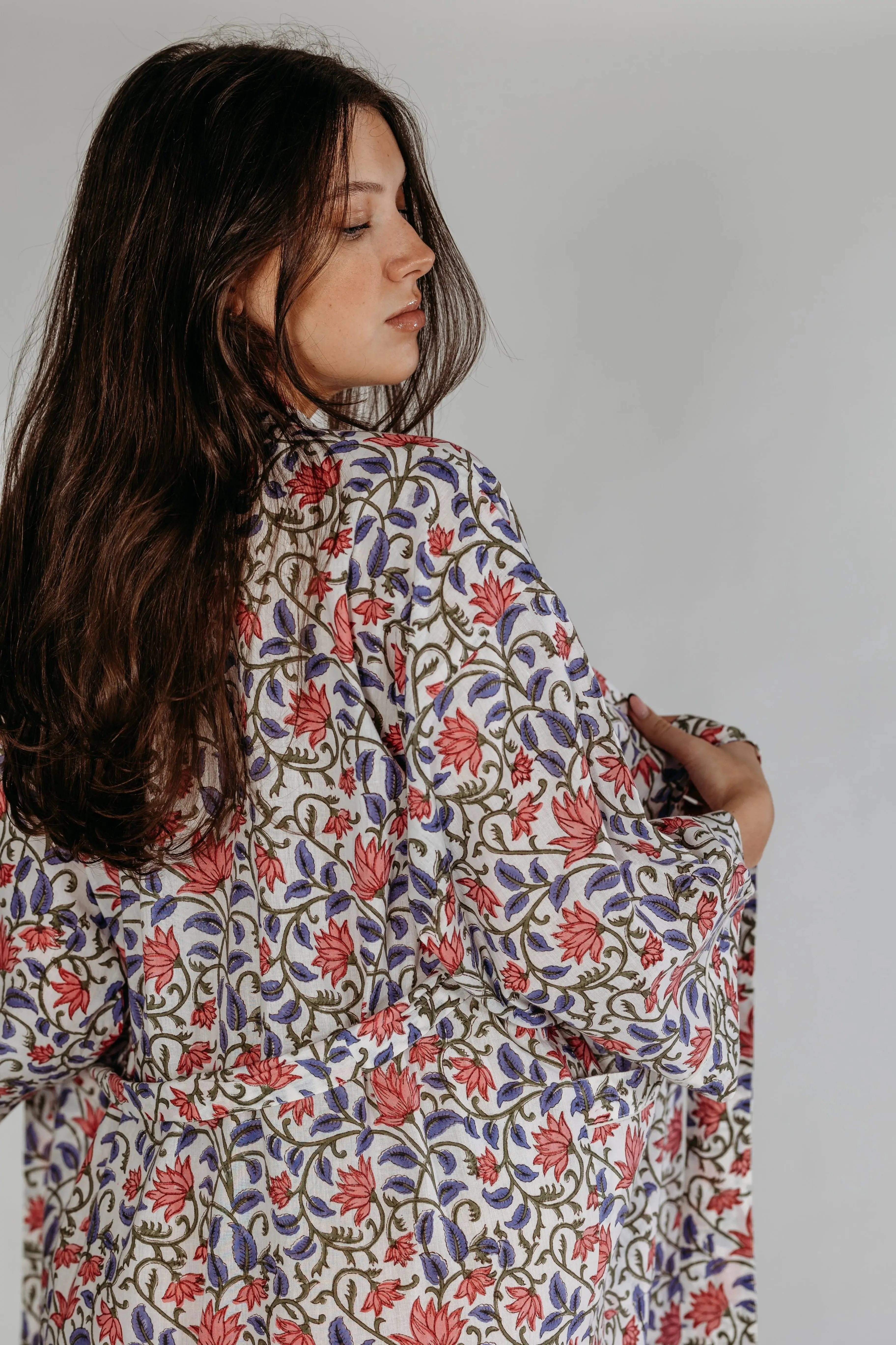 Martha Floral Block Printed Robe