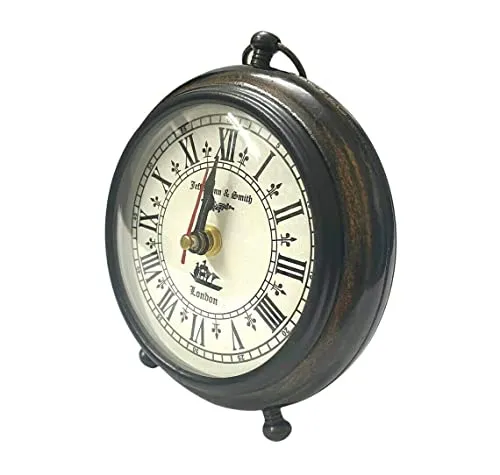 ‎M.H Nautical Table Clock Antique Style Office Home Decor Handicrafts Items Wedding Gift Bedroom Living Room Table Clock Antique Style (Brown)