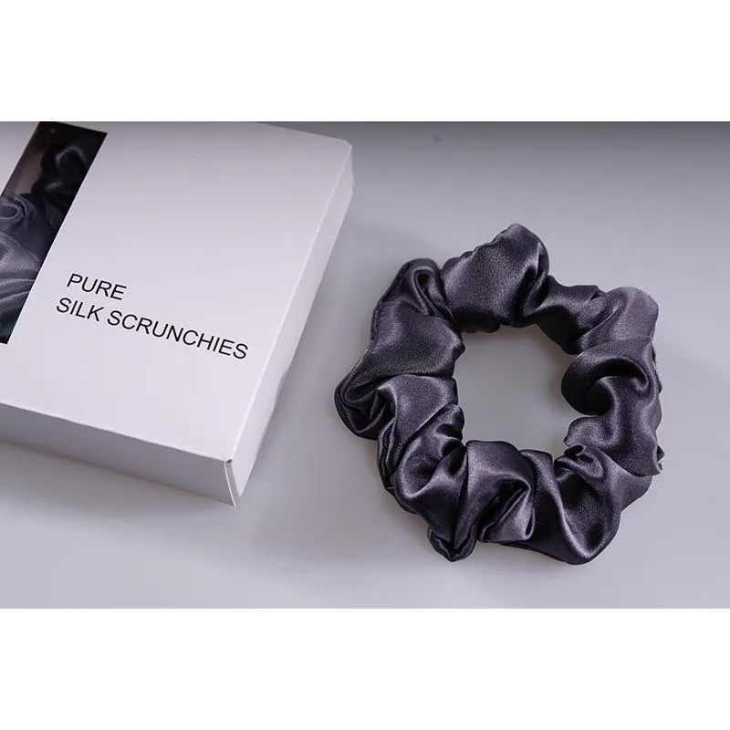 Midi Silk Scrunchies - Charcoal - Dropshipping