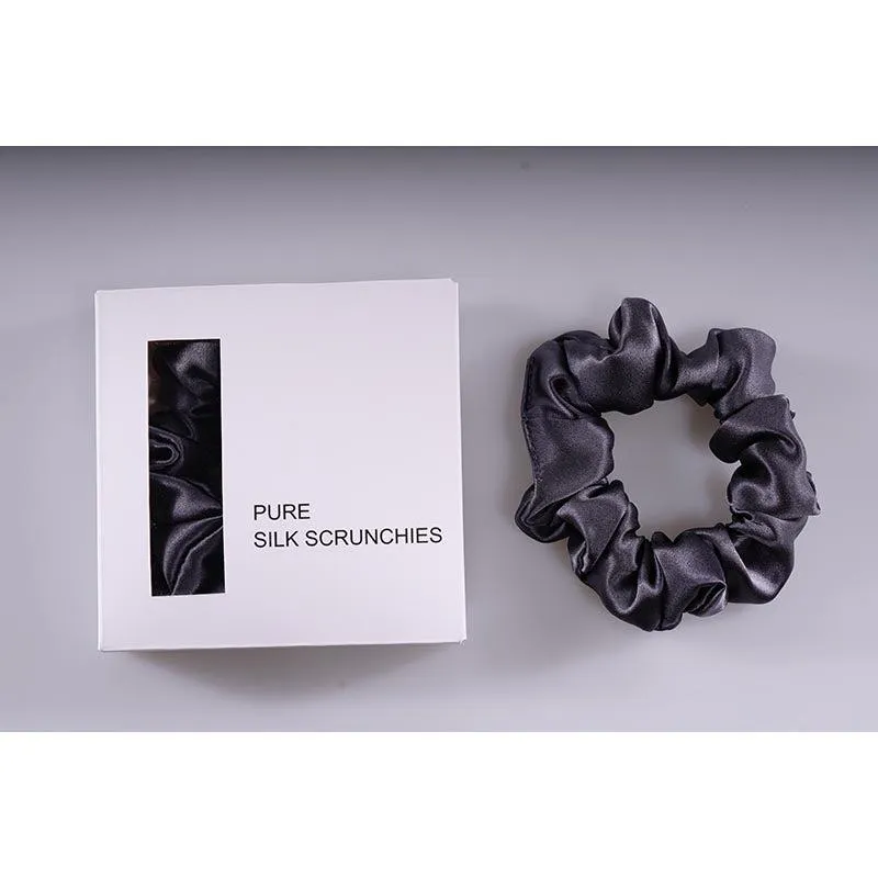 Midi Silk Scrunchies - Charcoal - Dropshipping