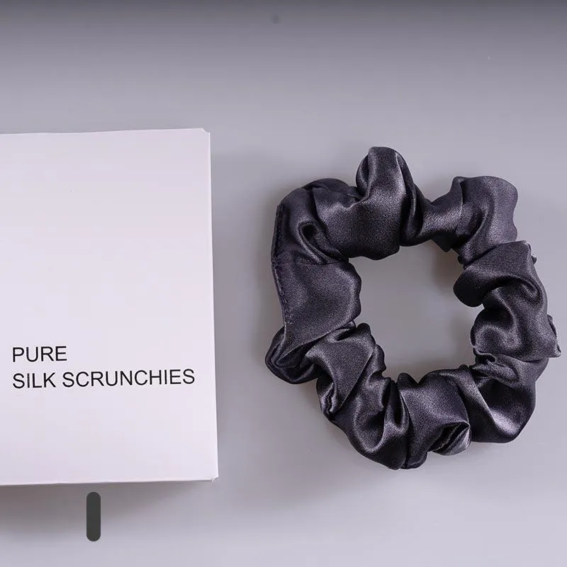 Midi Silk Scrunchies - Charcoal - Dropshipping