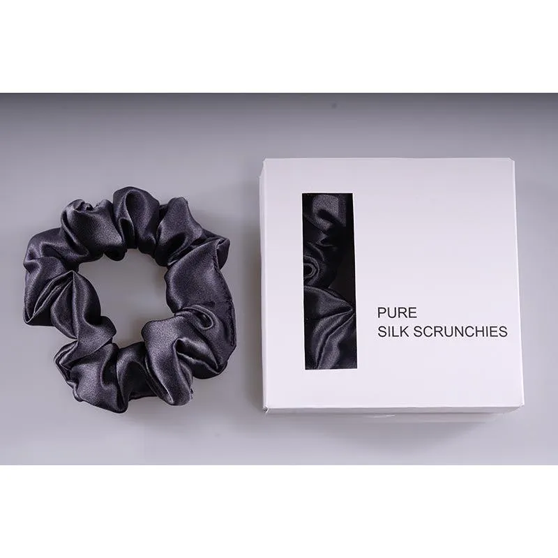 Midi Silk Scrunchies - Charcoal - Dropshipping