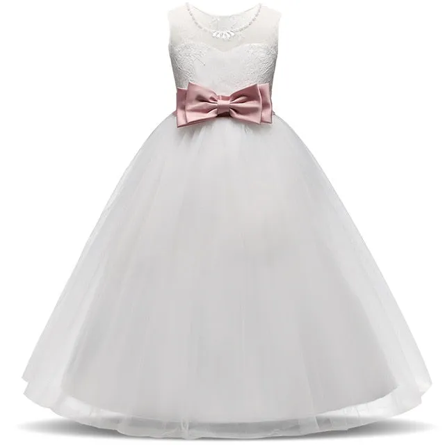 MOF Kids girls dress wedding tulle lace long