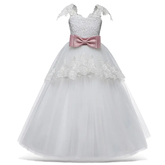 MOF Kids girls dress wedding tulle lace long