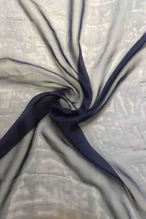 Navy Blue/Bleached Denim Ombre Silk Chiffon 2D-1018/9 Fabric