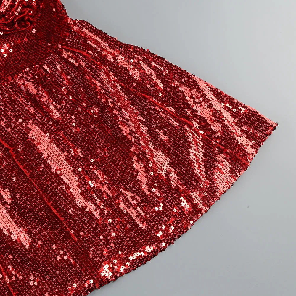 Nellie Sequin Mini Dress in Red