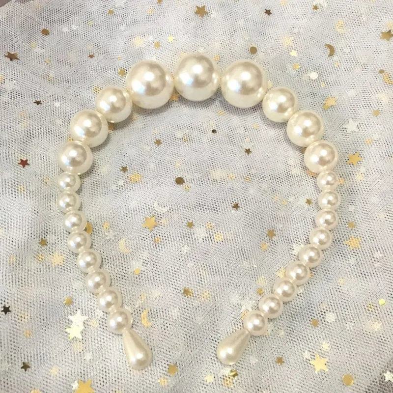 Oversize Elegant Pearl Embellished Headband