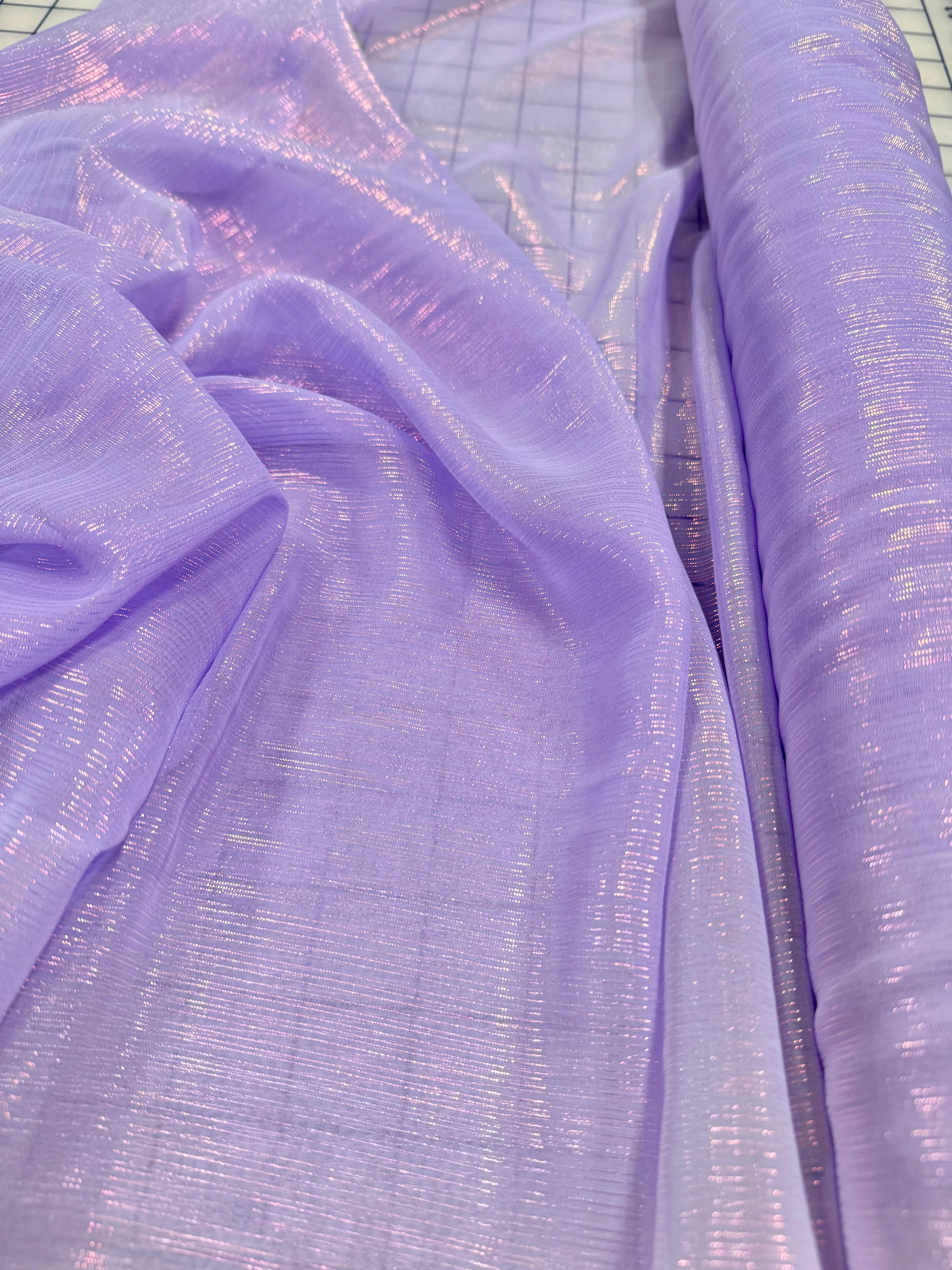 Poly Chiffon Ombre Metallic - 56-inches Wide Lilac