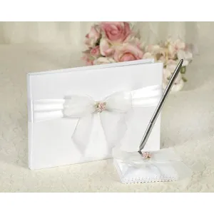 Porcelain Rose Bouquet Wedding Guestbook and Pen Set