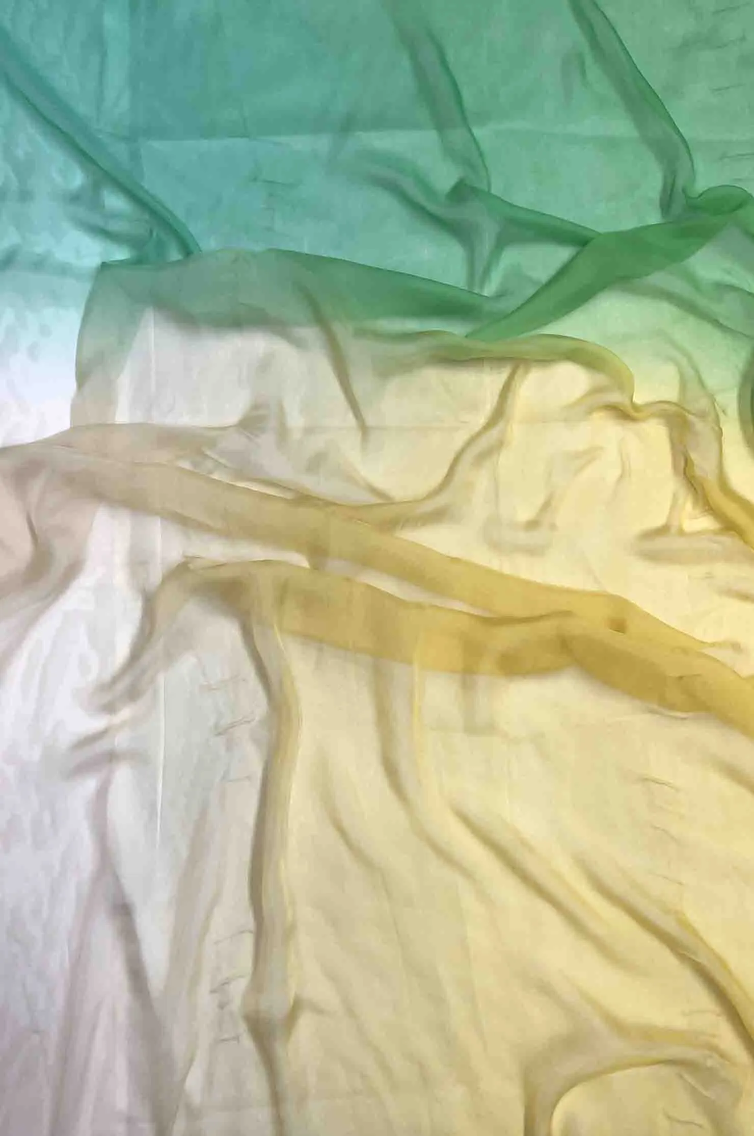 Raffia, Super Lemon, Kelly Green, Sea Green Ombre Silk Chiffon 4D-1044 Fabric