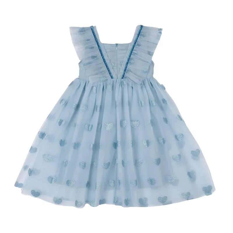 Rock Your Kid Blue Glitter Heart Tulle Dress