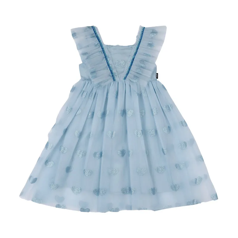 Rock Your Kid Blue Glitter Heart Tulle Dress