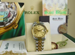 ROLEX 31mm MIDSIZE 18kt Gold & SS Datejust Champagne Model 68273