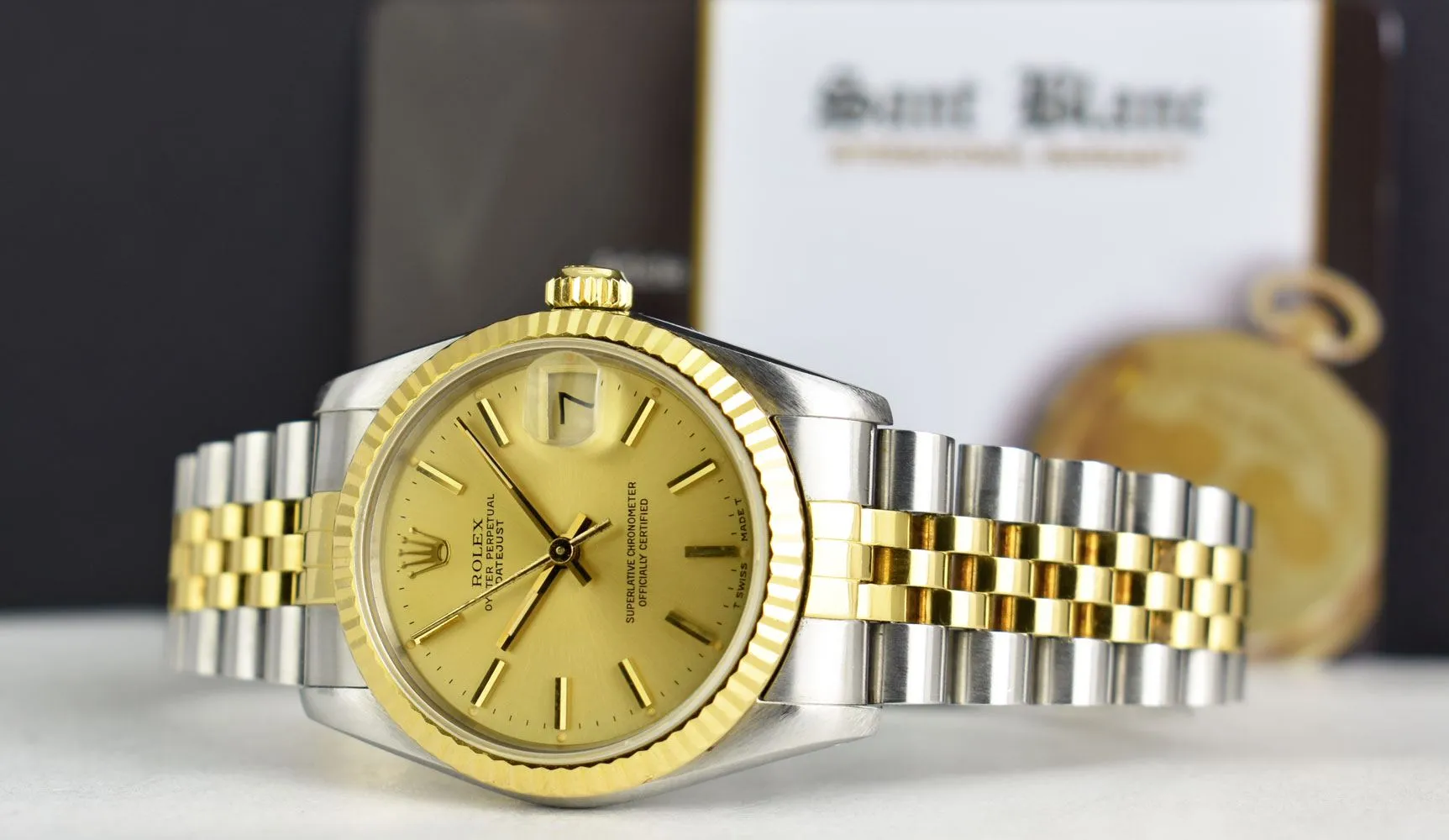 ROLEX 31mm MIDSIZE 18kt Gold & SS Datejust Champagne Model 68273