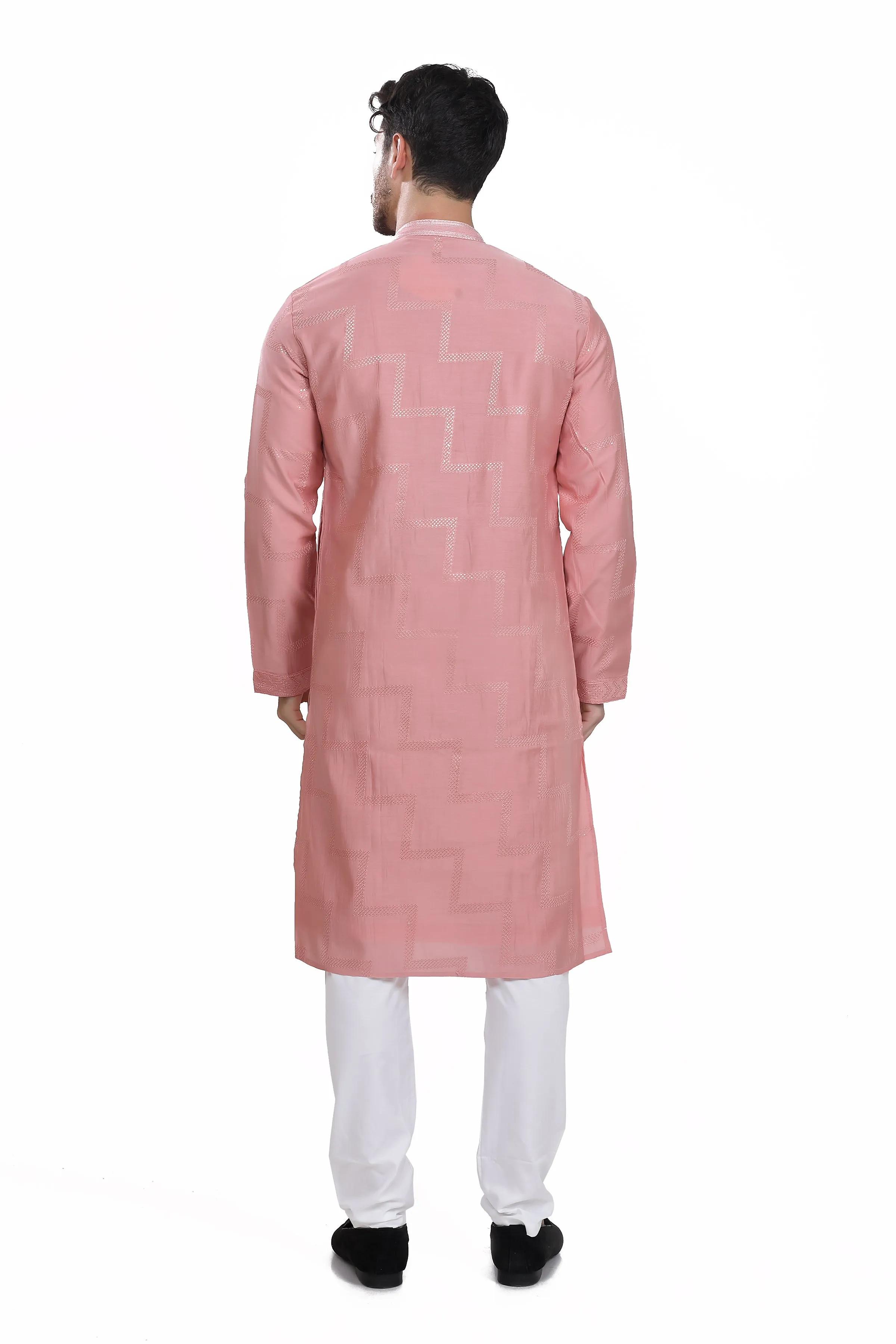 Rose peach mens kurta dupatta and pyjama set