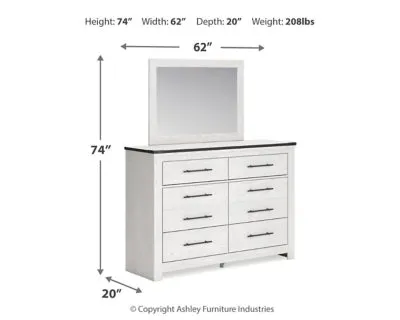 Schoenberg Queen Panel Bed with Mirrored Dresser and Chest