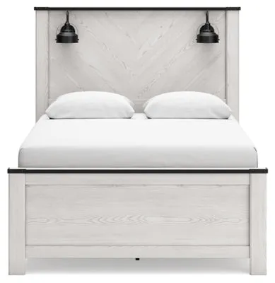 Schoenberg Queen Panel Bed with Mirrored Dresser and Chest