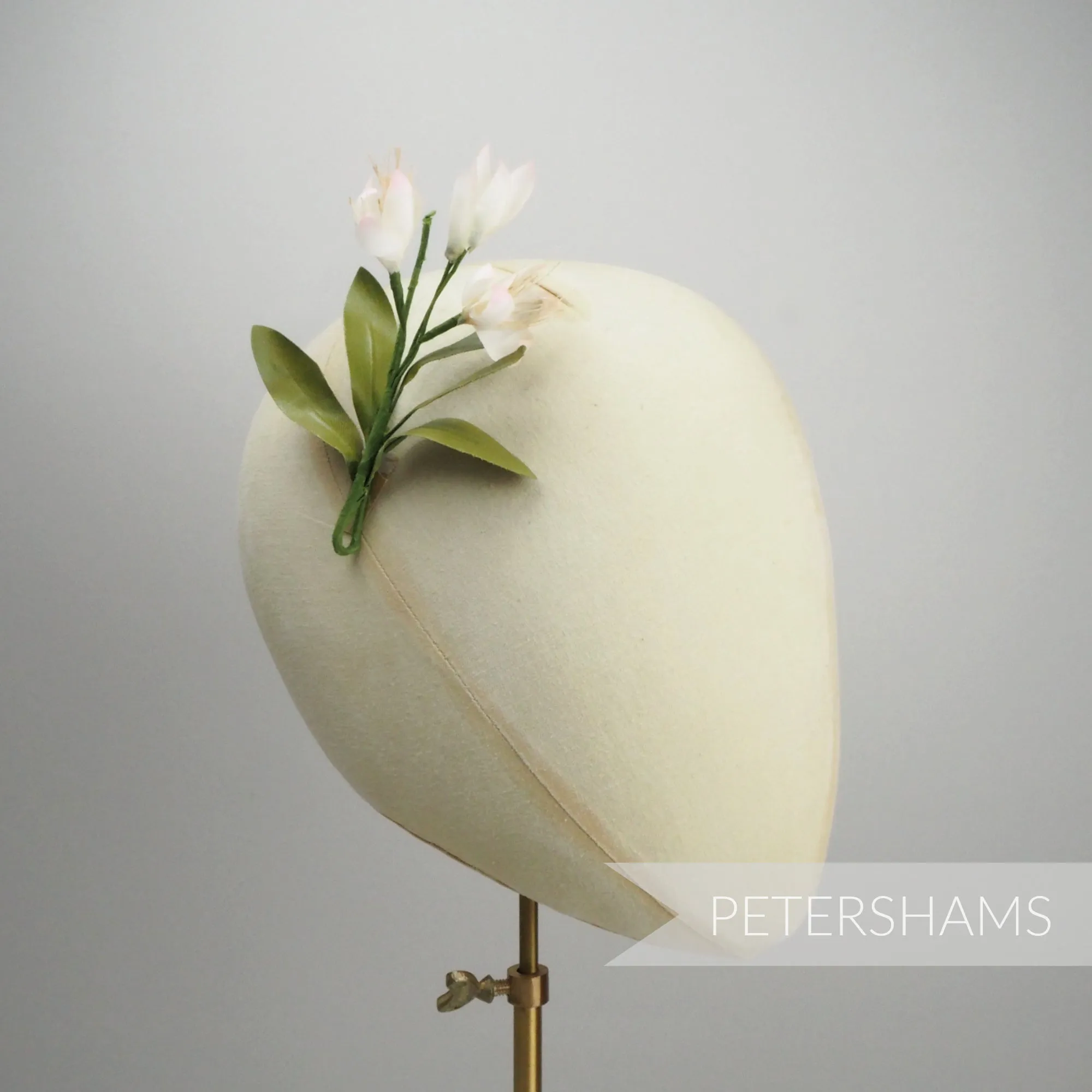 'Sherry' Small Vintage Silk Tangerine Blossom Wired Millinery Mount