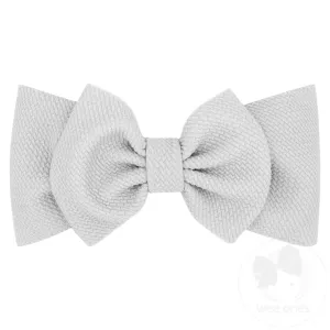 Soft Solid Rippled-Textured Large Baby Girls Bowtie on Matching Wide Band