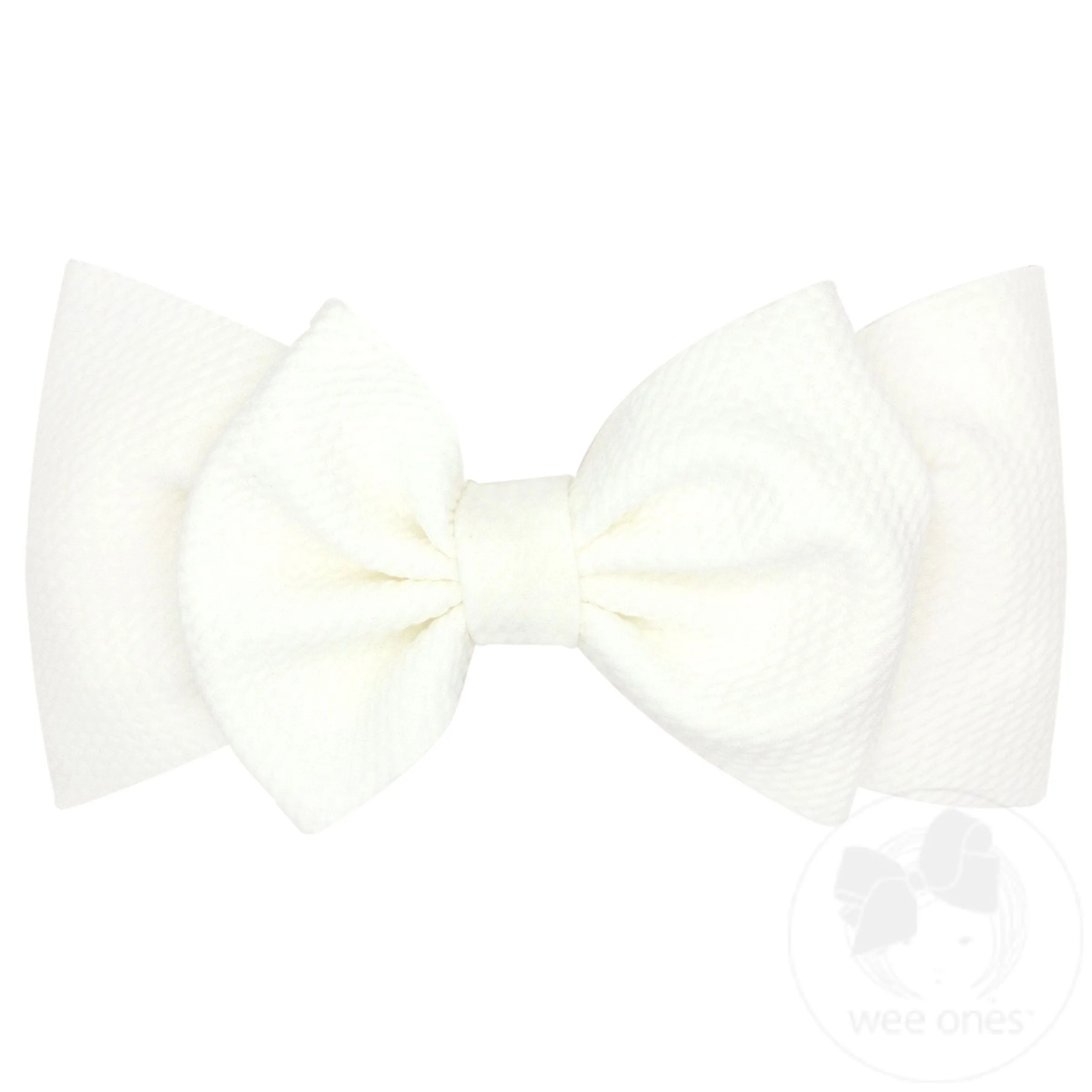 Soft Solid Rippled-Textured Large Baby Girls Bowtie on Matching Wide Band