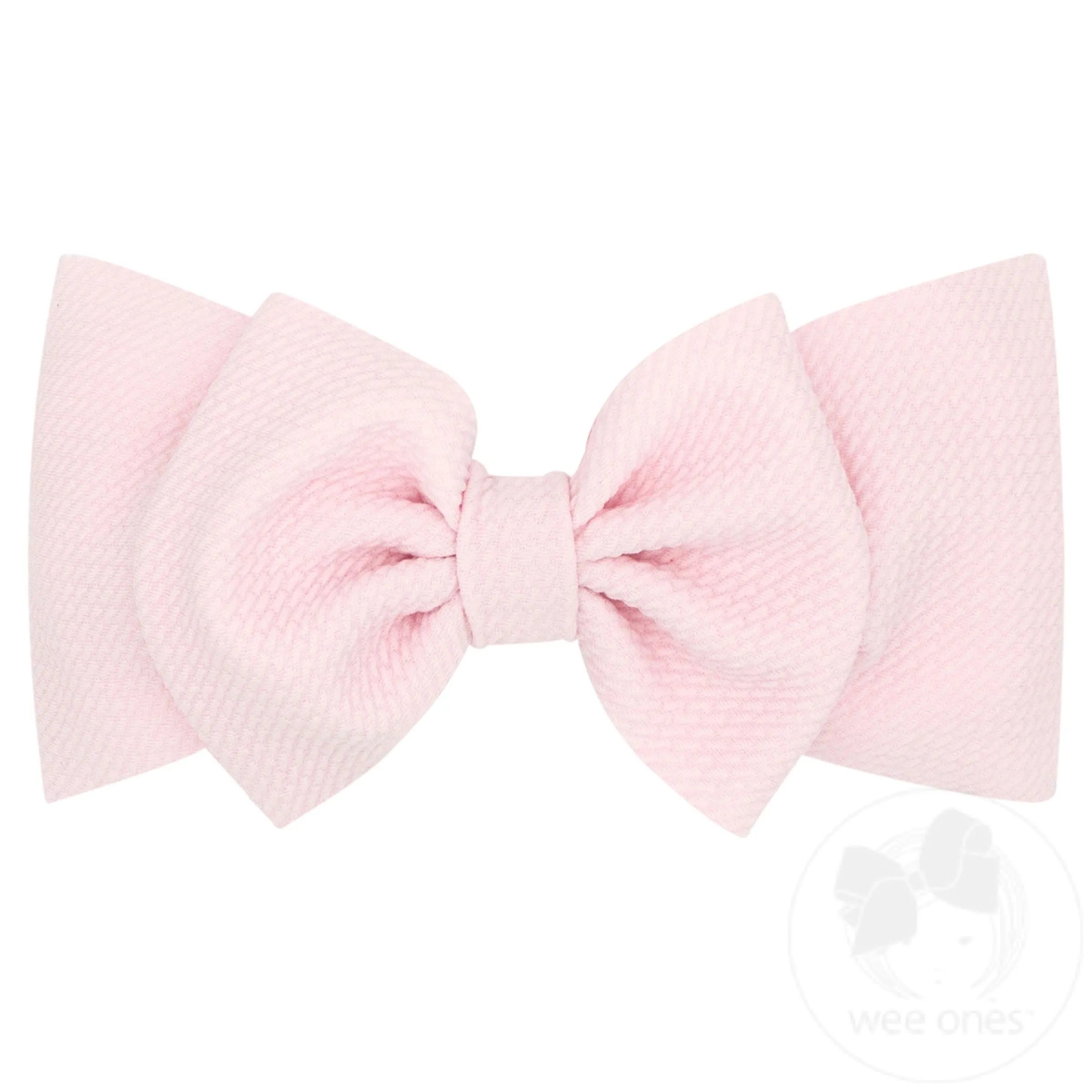 Soft Solid Rippled-Textured Large Baby Girls Bowtie on Matching Wide Band