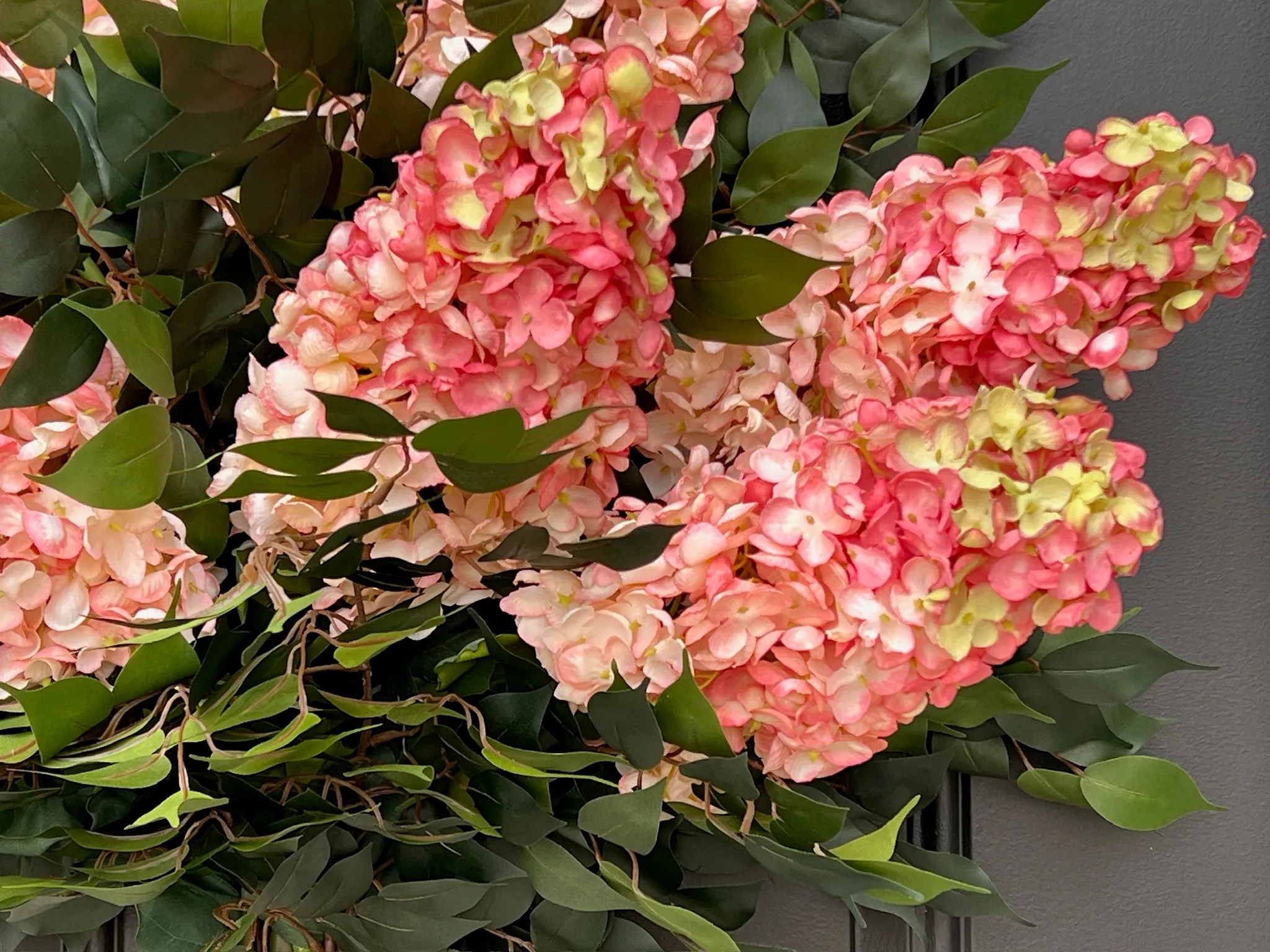 Summer Peach Fuzz Cone Hydrangea Wreath