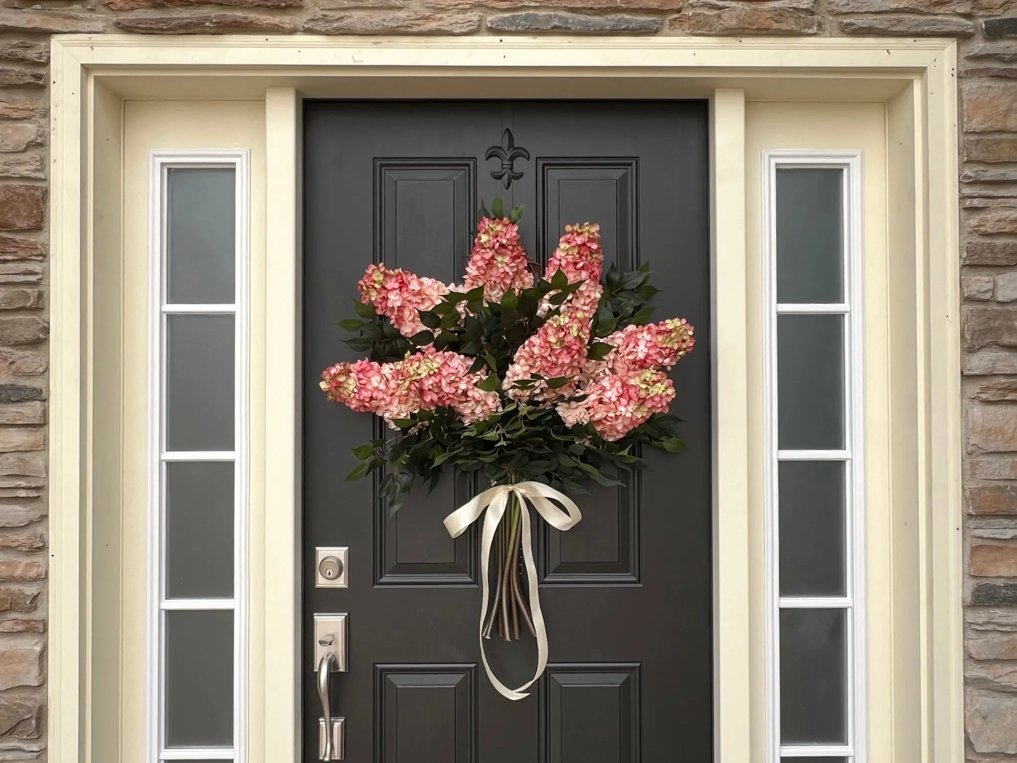 Summer Peach Fuzz Cone Hydrangea Wreath