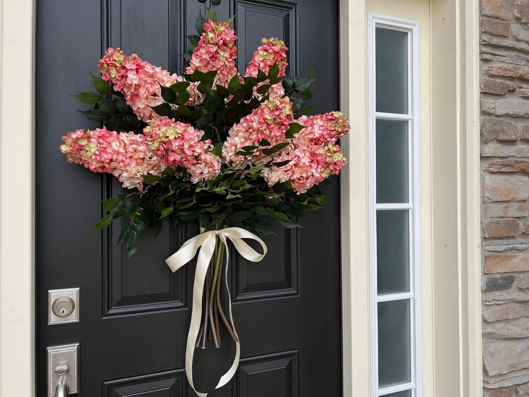 Summer Peach Fuzz Cone Hydrangea Wreath