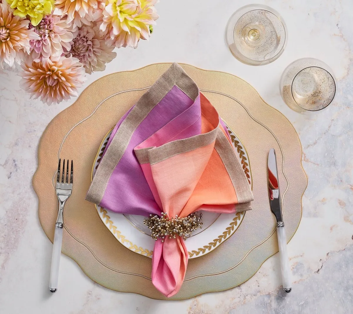 Tailored Placemat in Iridescent & Champagne Set of 4 by Kim Seybert