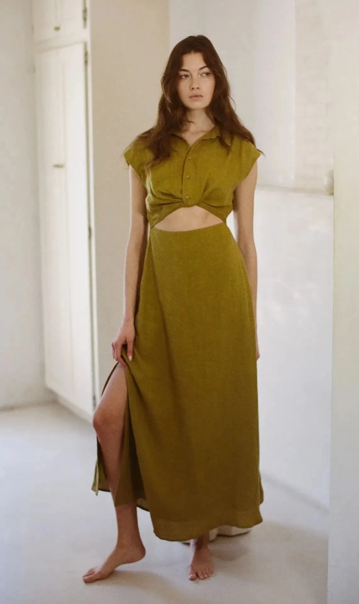 The All You Need Linen Maxi Dress - Olive