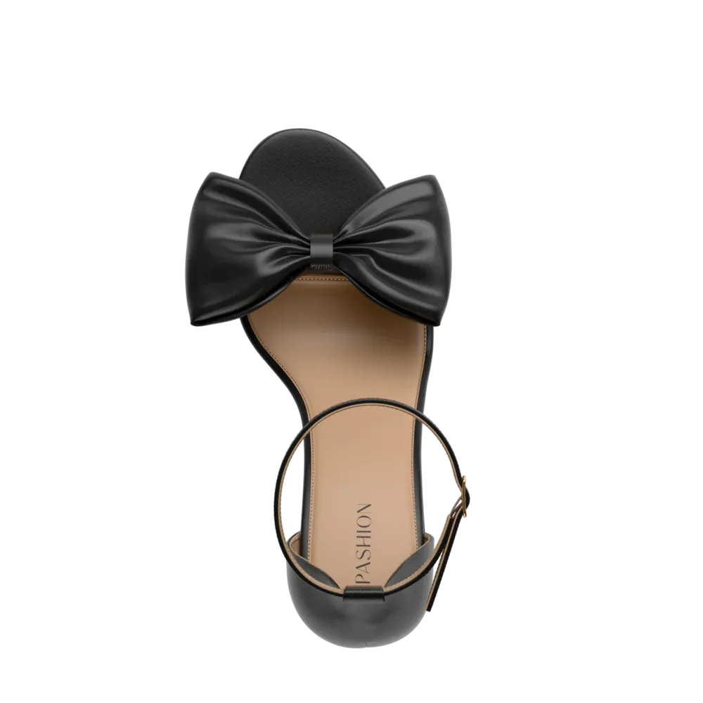 The Pashionista - Coal Satin Bow 3 Block