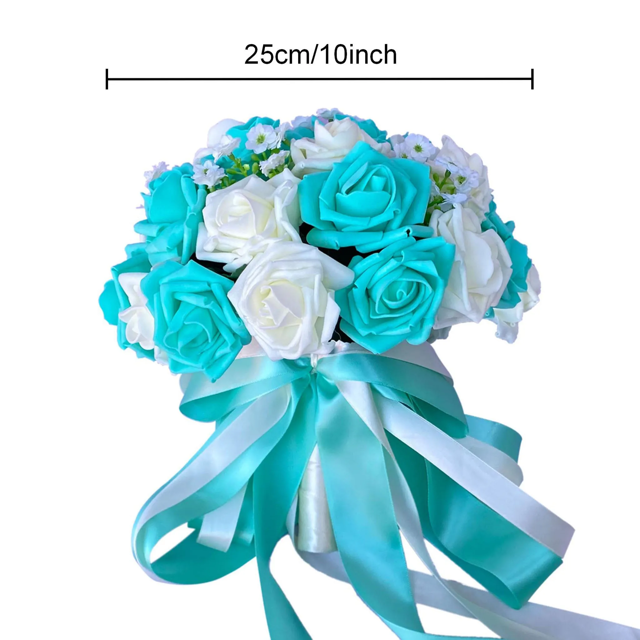 Turquoise and Ivory Rose Bridal Bouquet