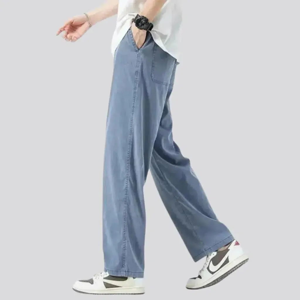 Ultra-thin men's mid-waist jeans