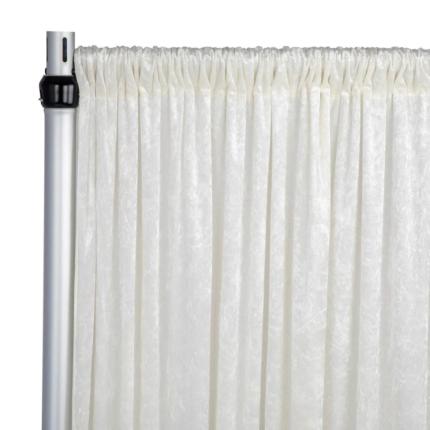 Velvet 10ft H x 52" W Drape/Backdrop Curtain Panel - Ivory