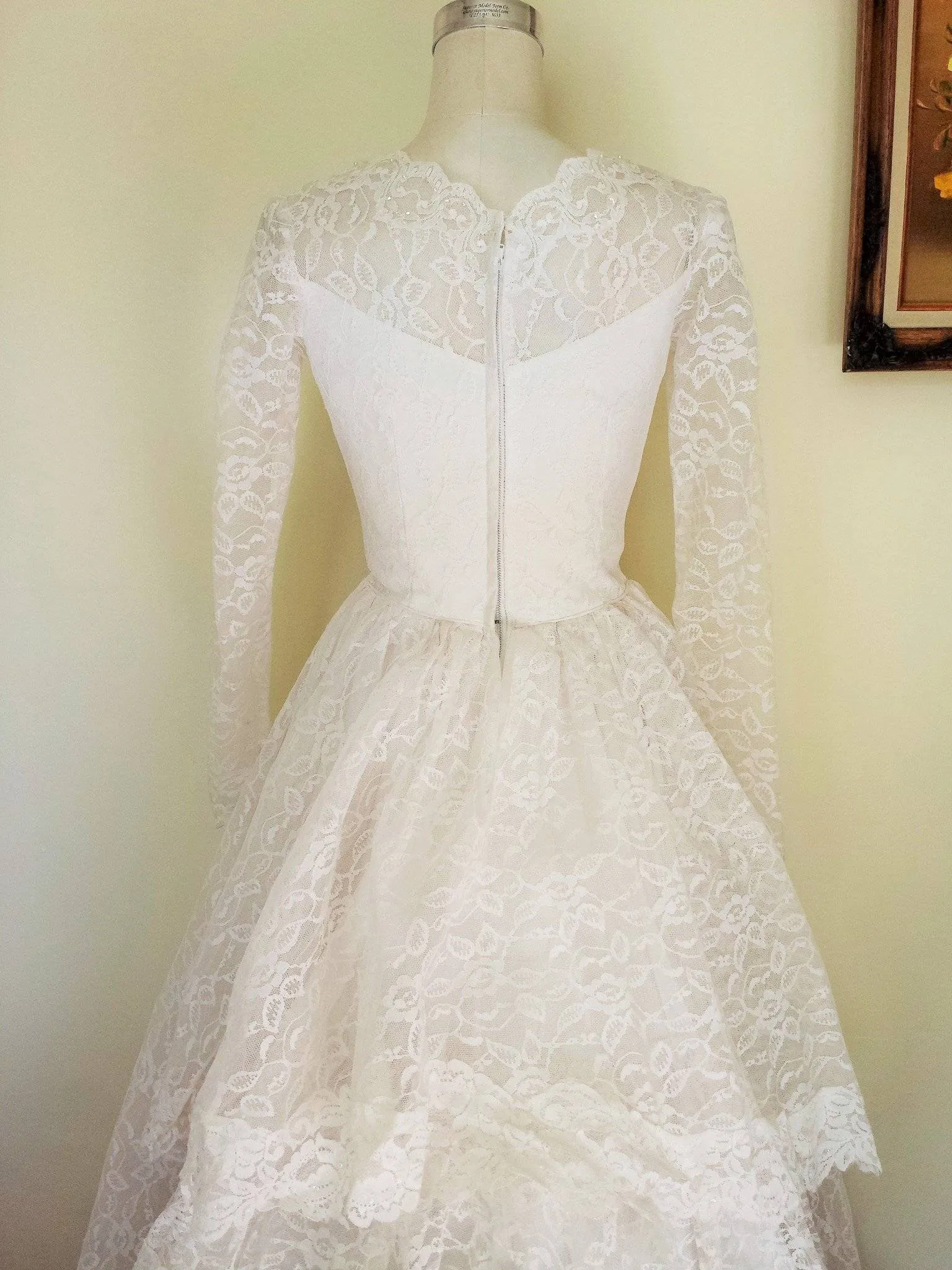 Vintage 1950s Grace Kelly Style Lace Wedding Gown