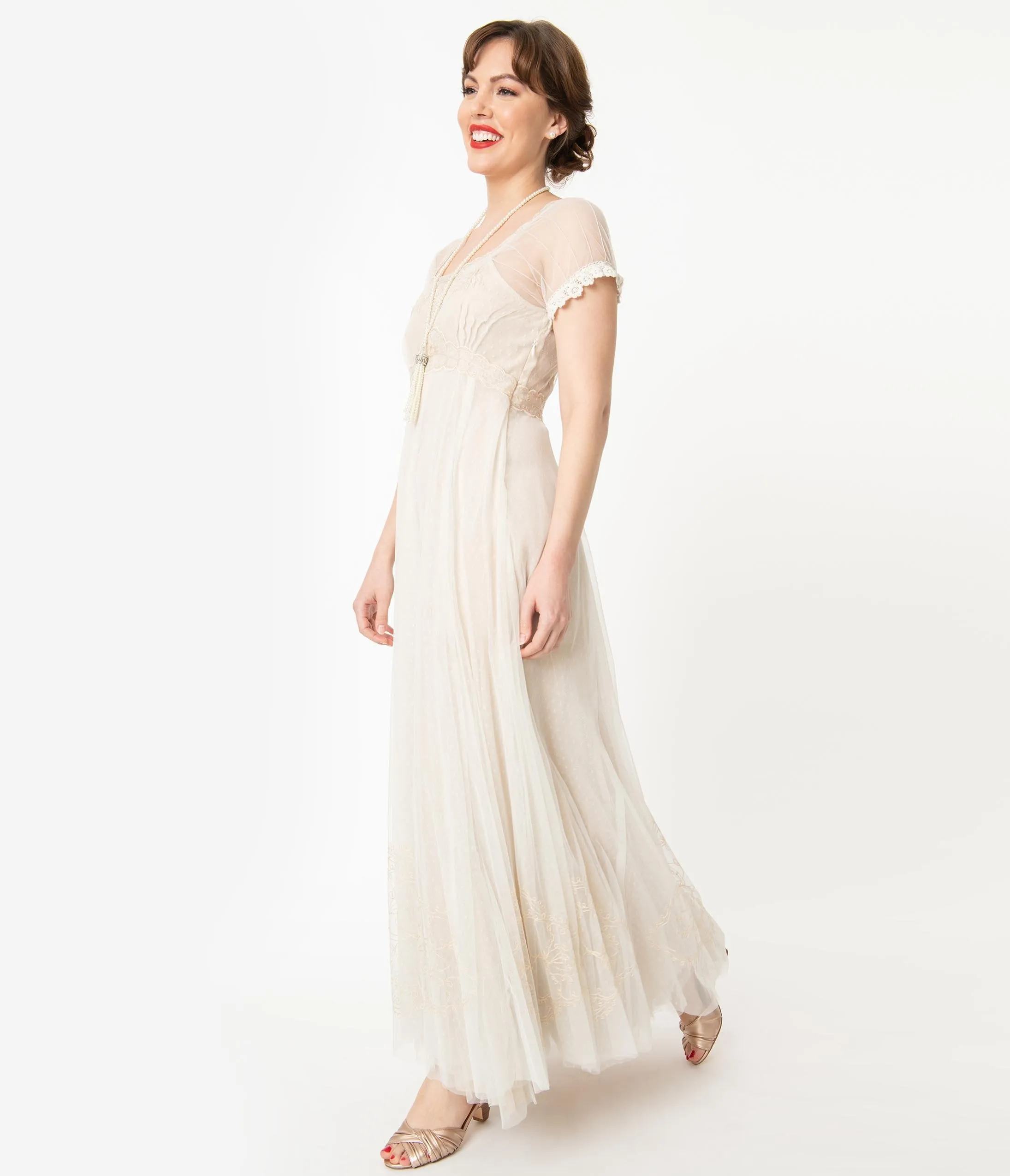 Vintage Style Ivory & Beige Edwardian Wedding Dress