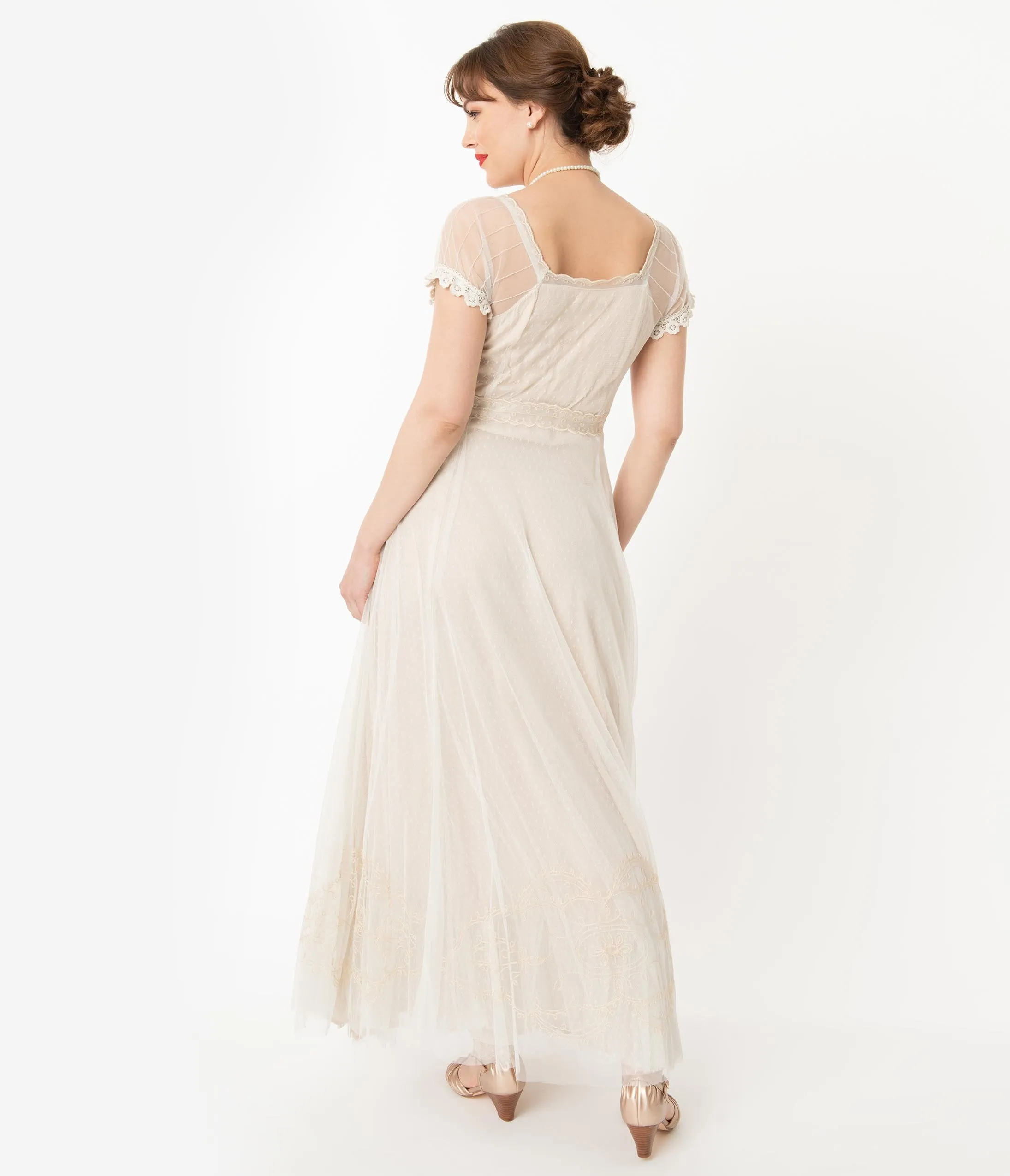 Vintage Style Ivory & Beige Edwardian Wedding Dress