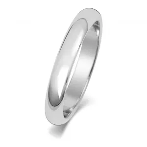 Wedding Band  9ct D Shape 3mm Wedding  Ring W103WH/I