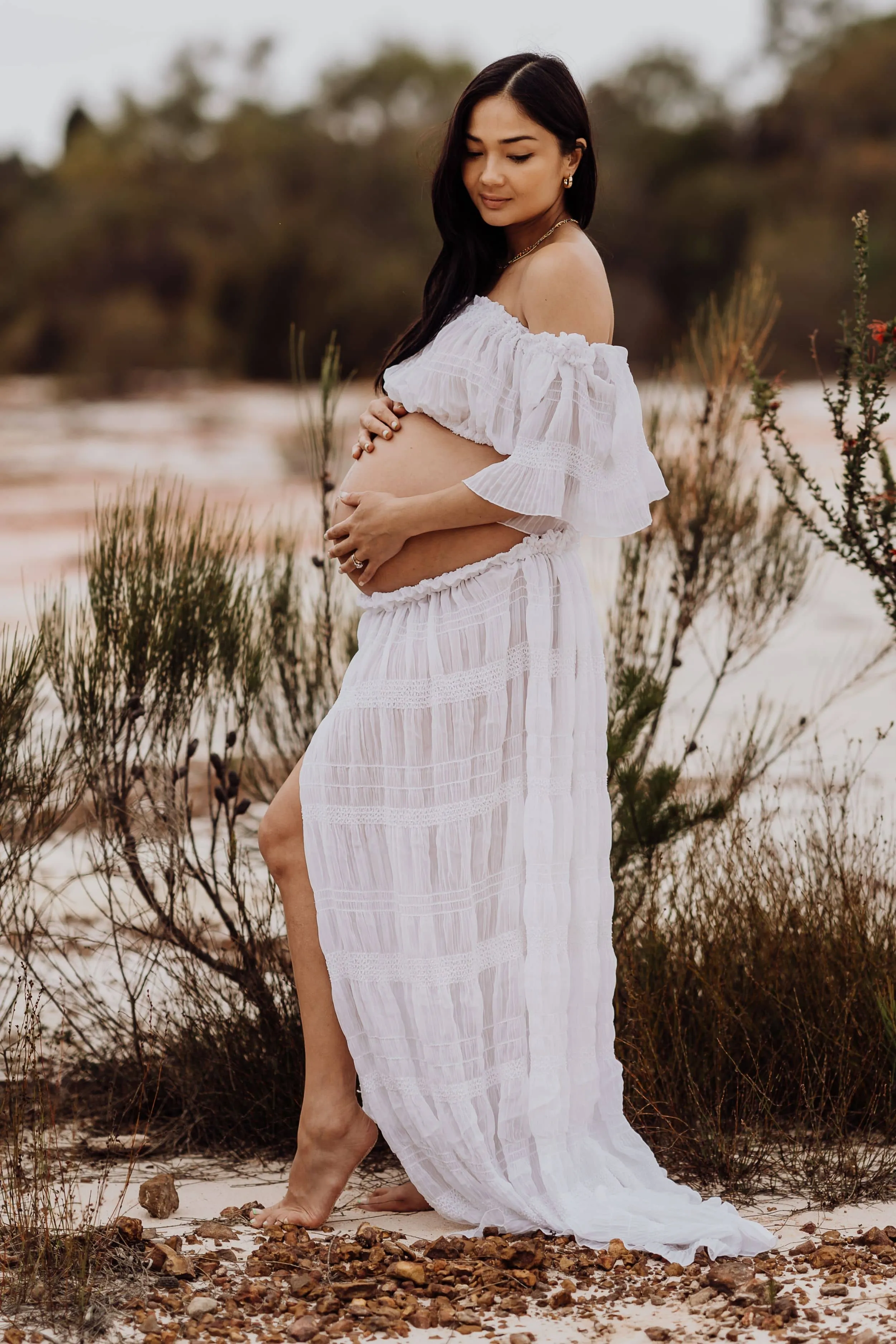 White Lotus Tulle Maxi Two Piece Set