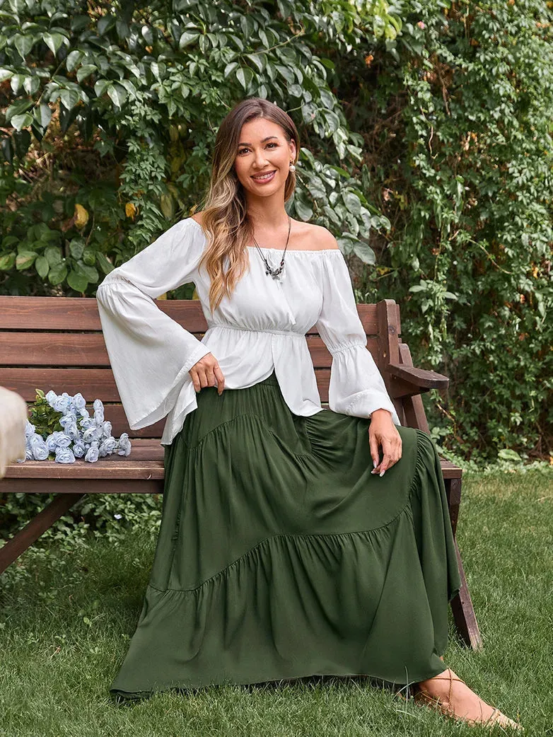 Women Renaissance Irregular Hem Tiered Swing Skirt