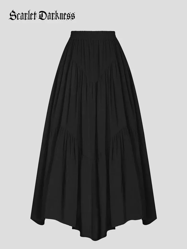 Women Renaissance Irregular Hem Tiered Swing Skirt