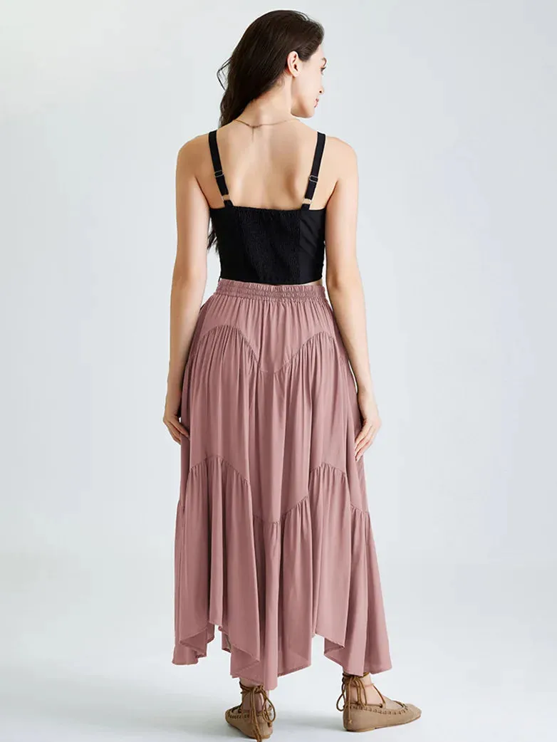 Women Renaissance Irregular Hem Tiered Swing Skirt