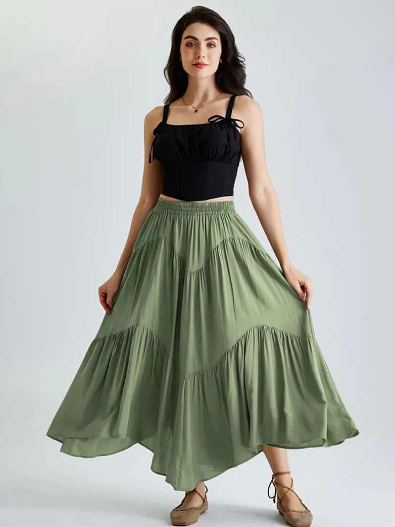 Women Renaissance Irregular Hem Tiered Swing Skirt