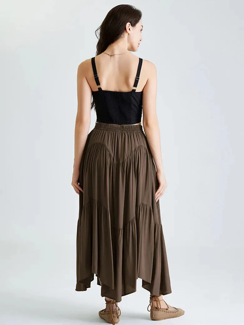 Women Renaissance Irregular Hem Tiered Swing Skirt